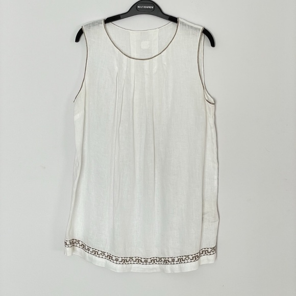 120 LINO 100% Linen white women sleeveless shirt/blouse tunic size 46 Italy - Picture 1 of 6
